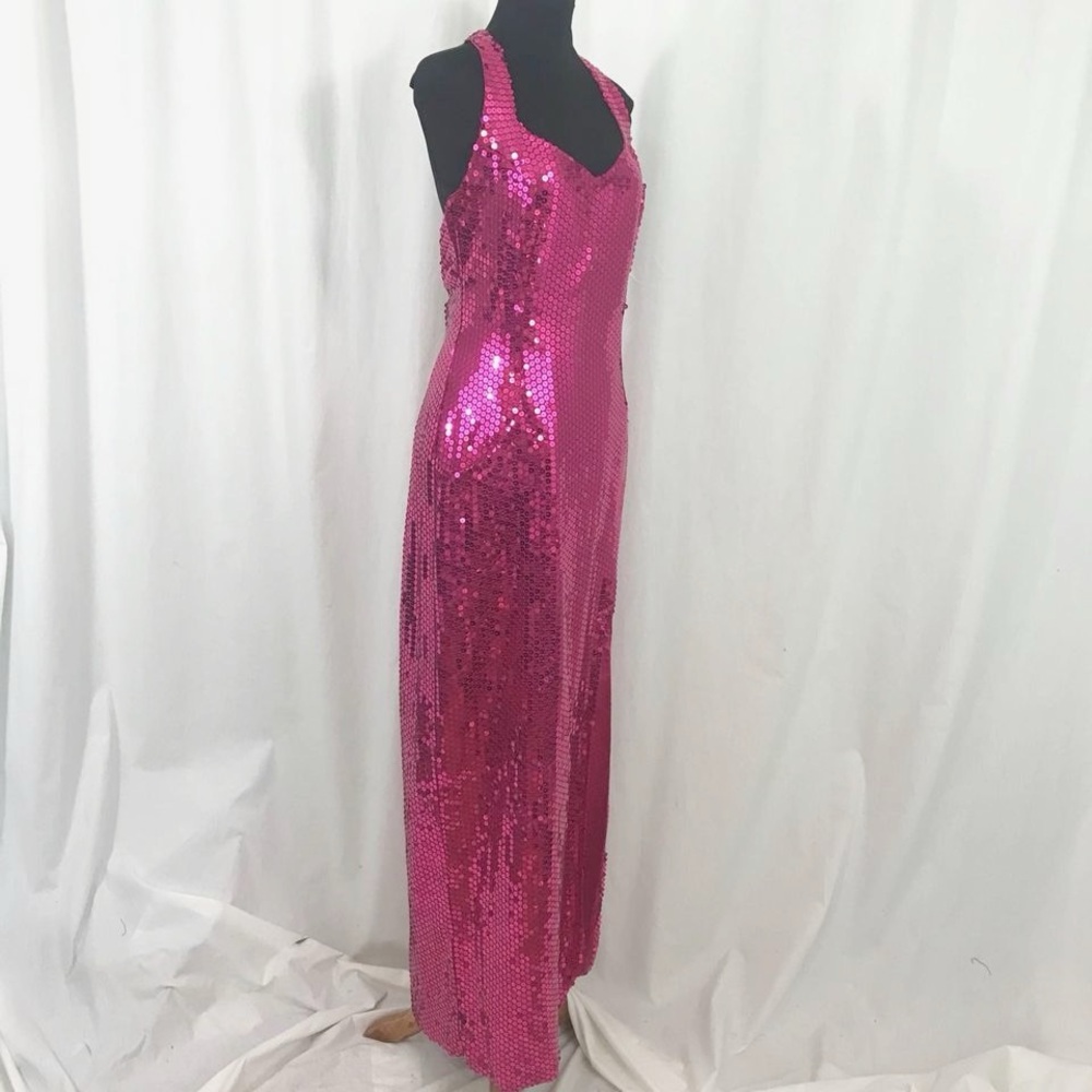Nadine Full Length Fuschia Pink Sequin Gown Vintage 1980s NWT - Picture 4 of 10